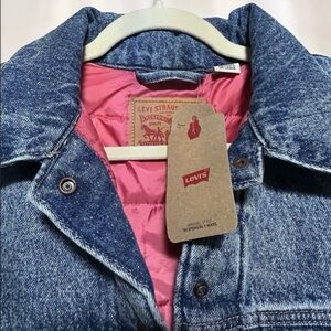 Levi's Acid Washed Denim Jacket with Warm Insulated Pink Interior